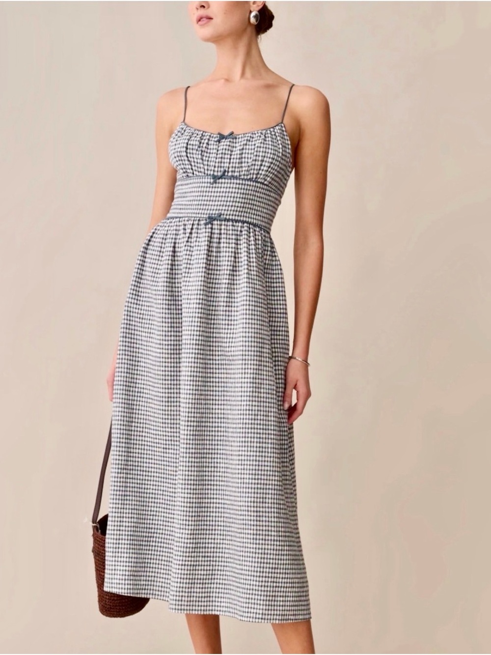 Women’s  strapless Gingham Linen Dress in Teal. NWT
Darya Linen Dress by Kourt.